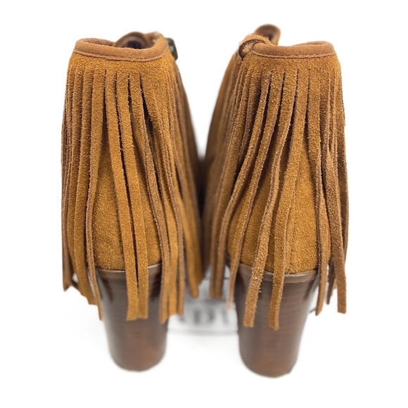 Steve Madden Newporte Fringe Western‎ Ankle Bootie Chestnut Suede Size 6 Boho - Picture 6 of 10